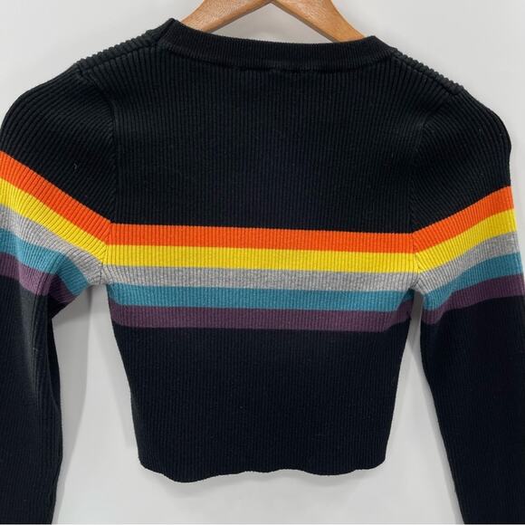 VICI Rainbow Stripe Y2K Grunge Skater Cropped Sweater Size Small Indie Rave - Picture 4 of 8